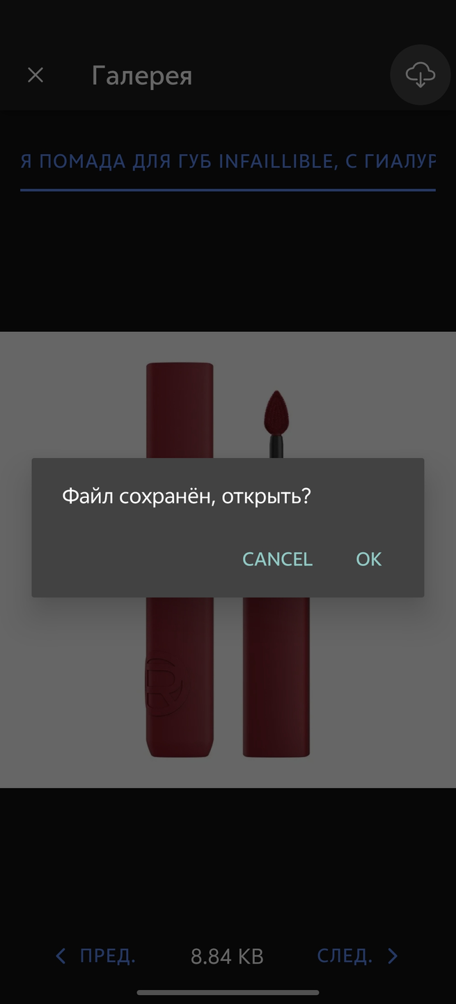 Открытие скачанного документа