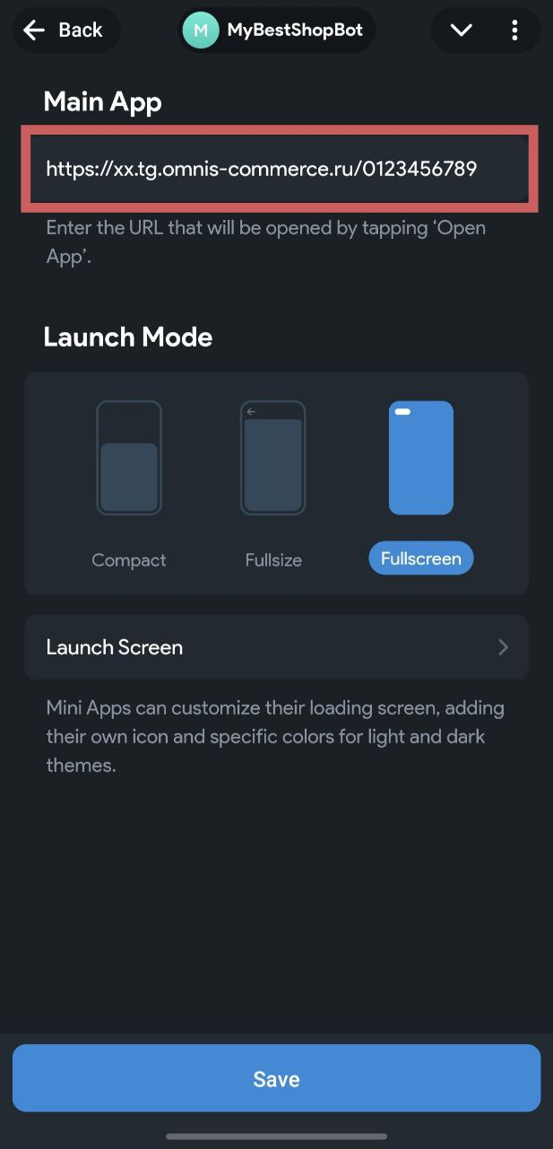 Вставка ссылки запуска в Main App